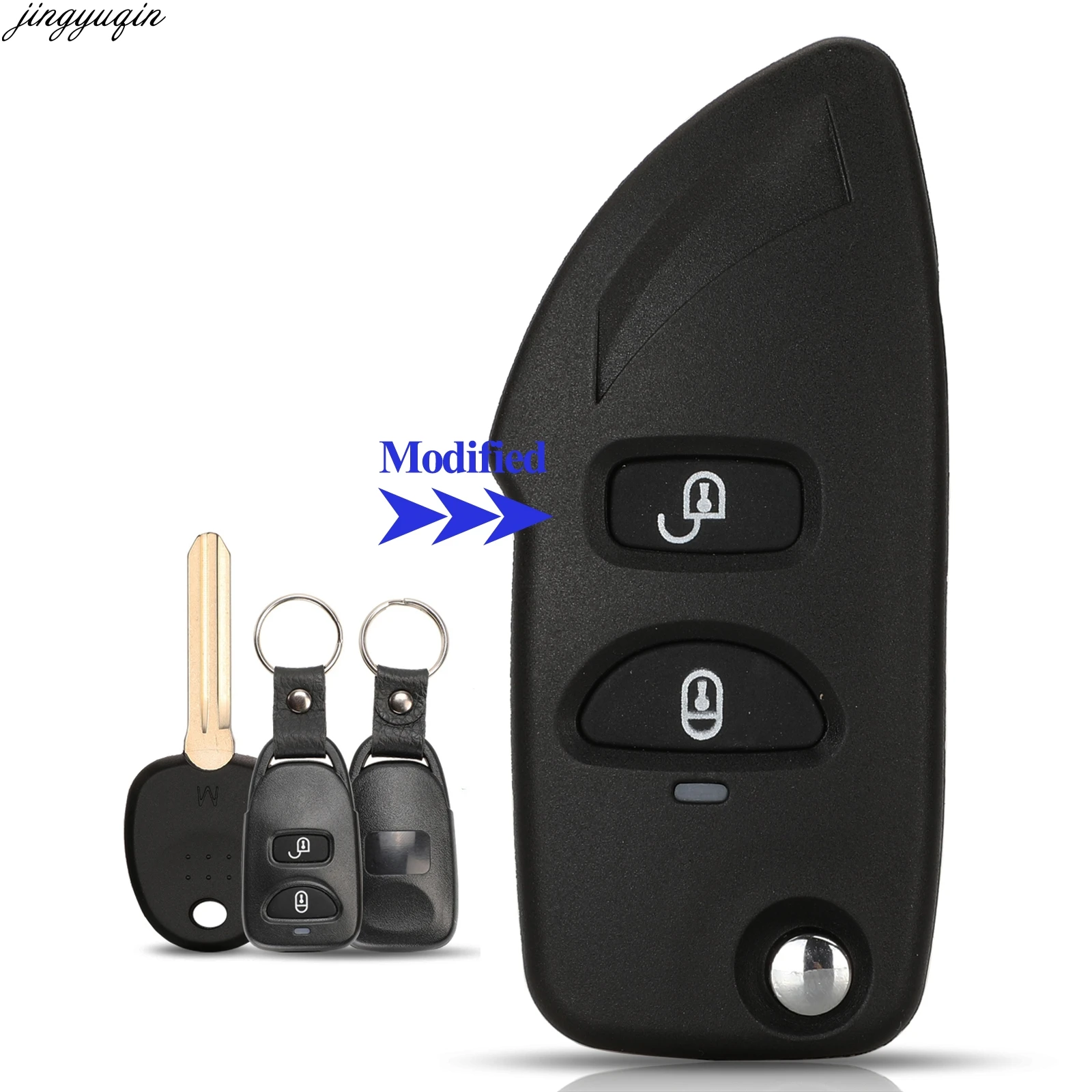 Jingyuqin 10Pcs Shell Chiave Chiave Auto Remota Modificata Per Hyundai Santa Fe 2006-2012 Kia Cerato Sportage Optima 2007 Portabatterie
