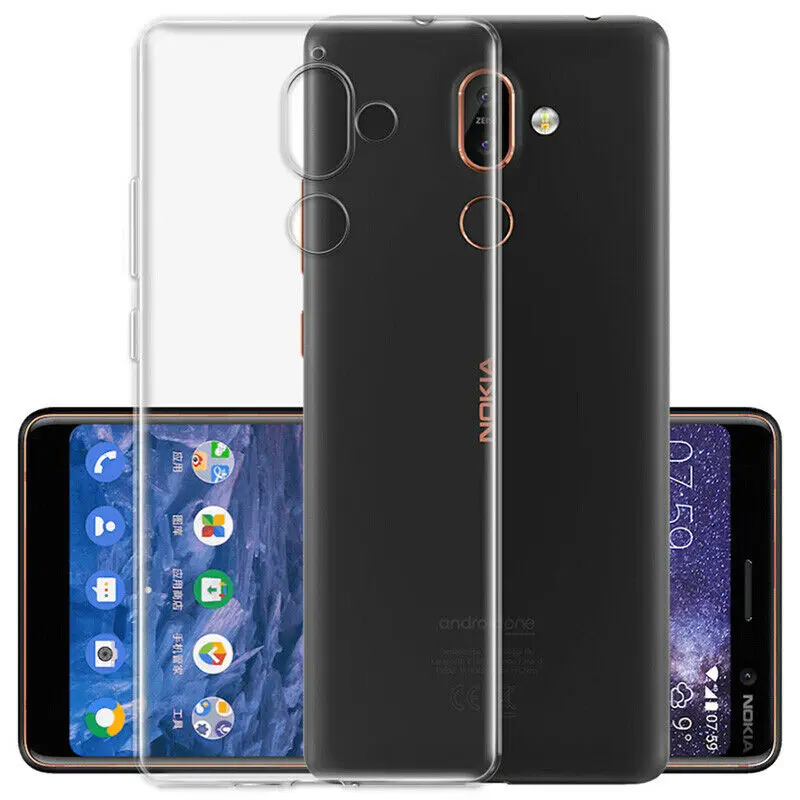 Прозрачный чехол для Nokia 1 2 3 5 6 7 9 X6 X7 Plus 2018 защитный силиконовый мягкий телефона