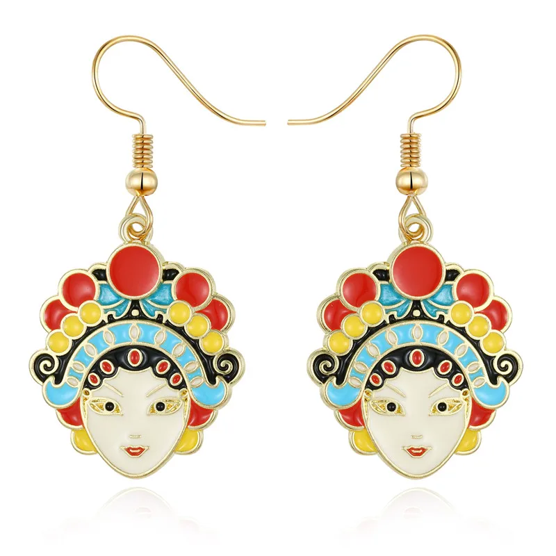 

Dayoff Chinese Style Personality Creative Peking Opera Face Dangle Drop Earrings Girl Women's Earings Accessories Jewelry E047