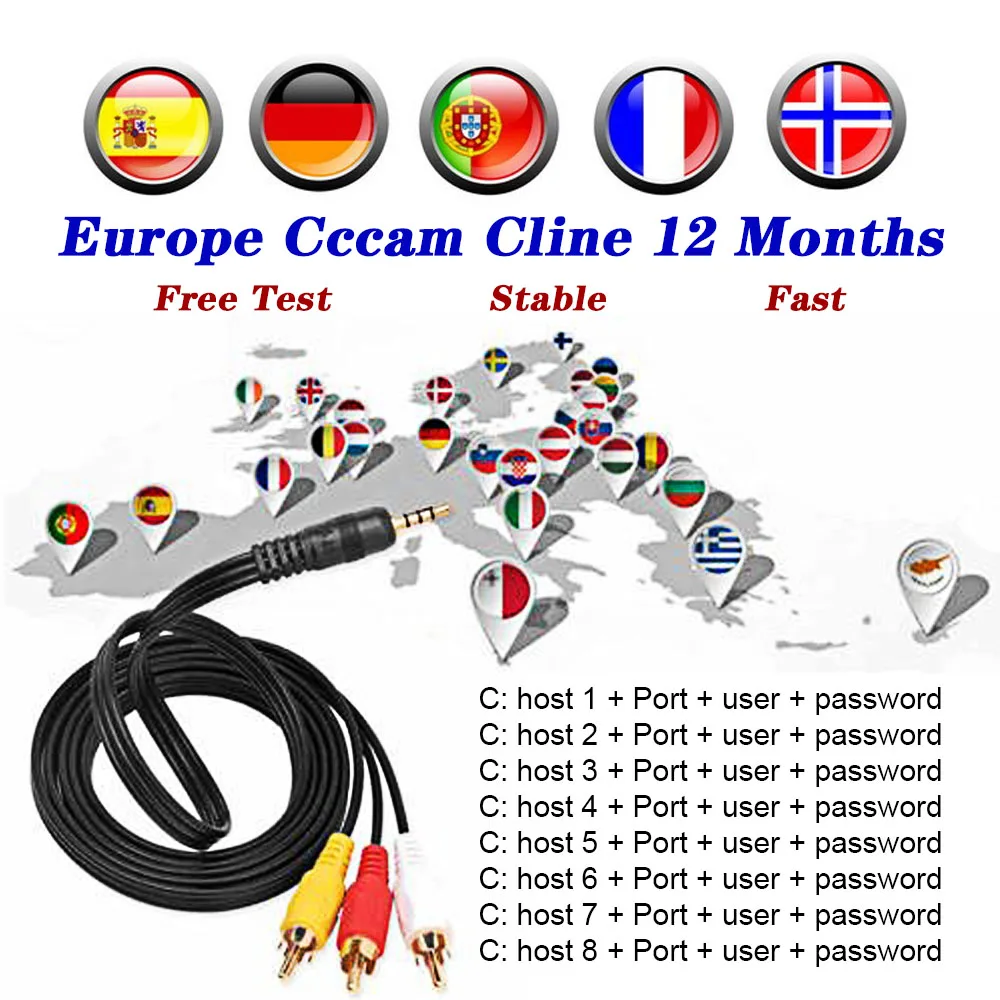 

Cccam server TV cccam cline Spain Portugal Poland Italia Europe for satellite receiver WIFI FULL HD DVB-S2 stable 5 lines