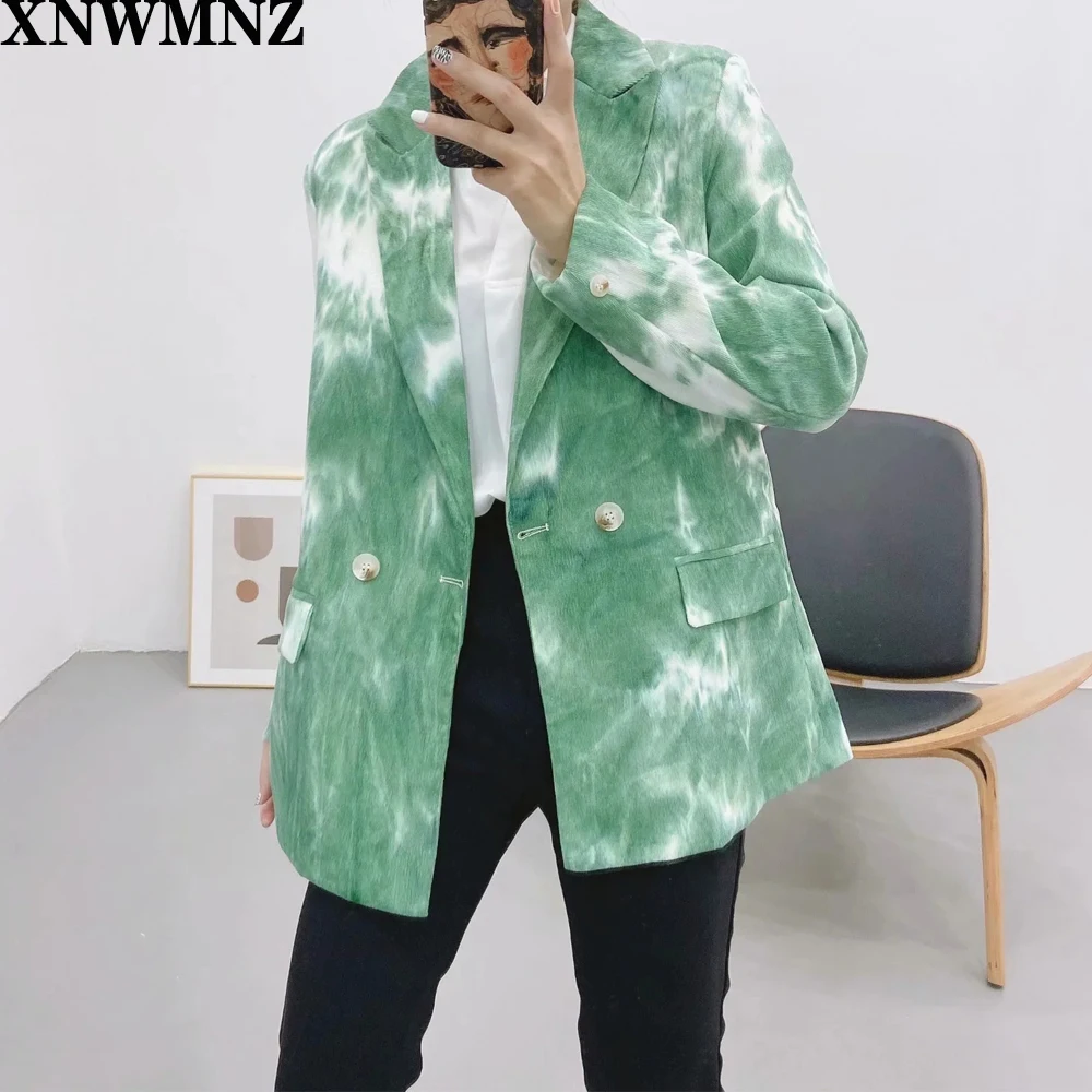 

Za 2020 autumn winter women Tie-dye print blazer female buttons long sleeve jacket ladies casual blazer suits XNWMNZ