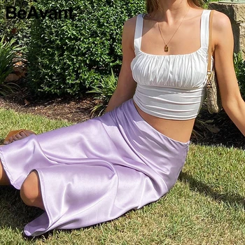 

BeAvant Purple sexy women's skirt Satin mermaid skirt Casual elegant women's holiday skirt Office autumn high waist skirt 2020