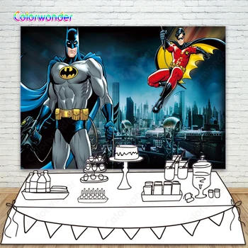 

Night city hero Photography Backdrops kids Birthday Party Photo Background for Photo Shoot Studio