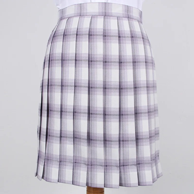 Школьные платья, милый светильник, фиолетовая белая клетчатая плиссированная юбка, высокое качество, JK, Униформа, юбка для студентов, аниме, костюм моряка, короткие юбки - Цвет: Skirt