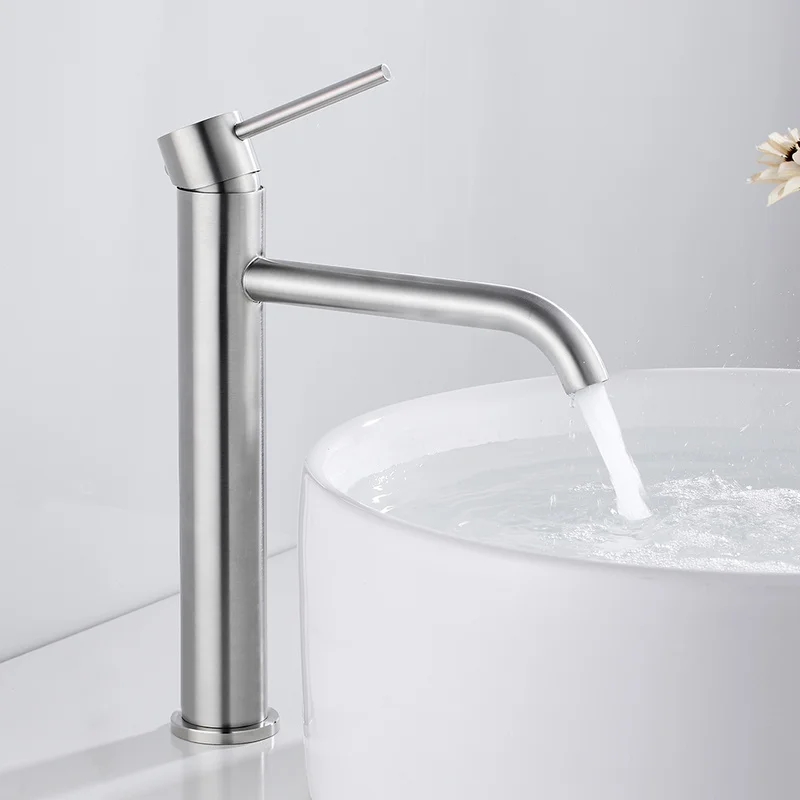 High Bathroom Basin Faucet White/Black/Brushed Taps Wash Hand Face Single Lever Mixer Washbasin Faucets with Hose HOTBEST