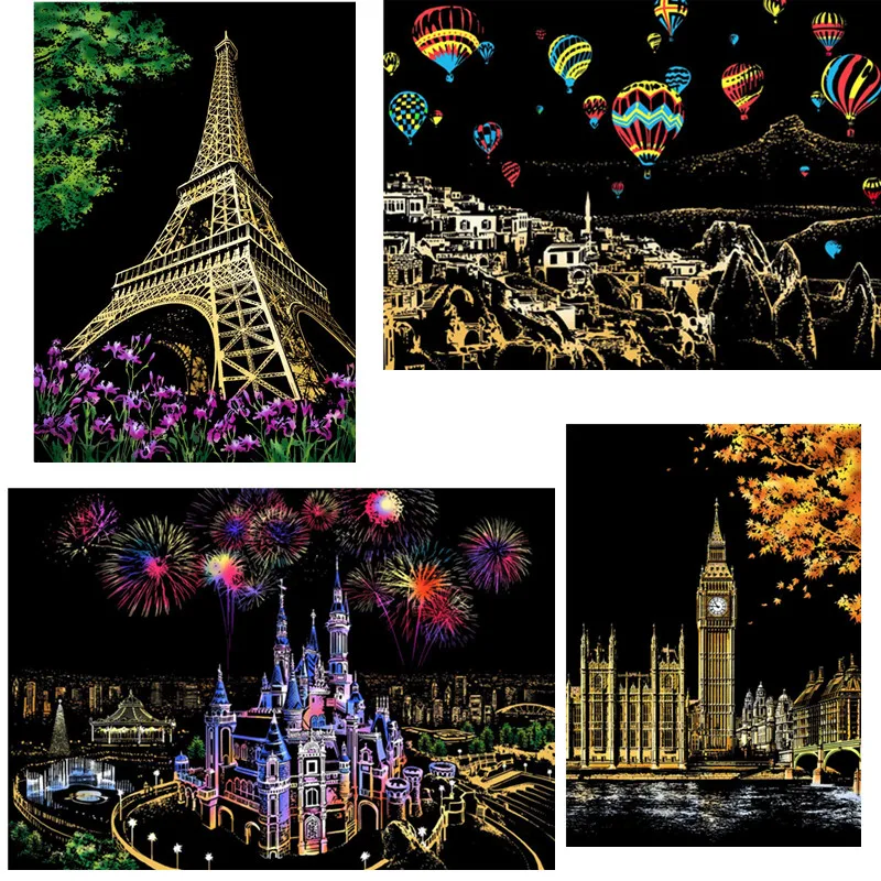 

Magic Scratch Painting DIY Art Crafts Educational Toys Colors to paint creation Home Deco. paintings Adult Kids Christmas gifts