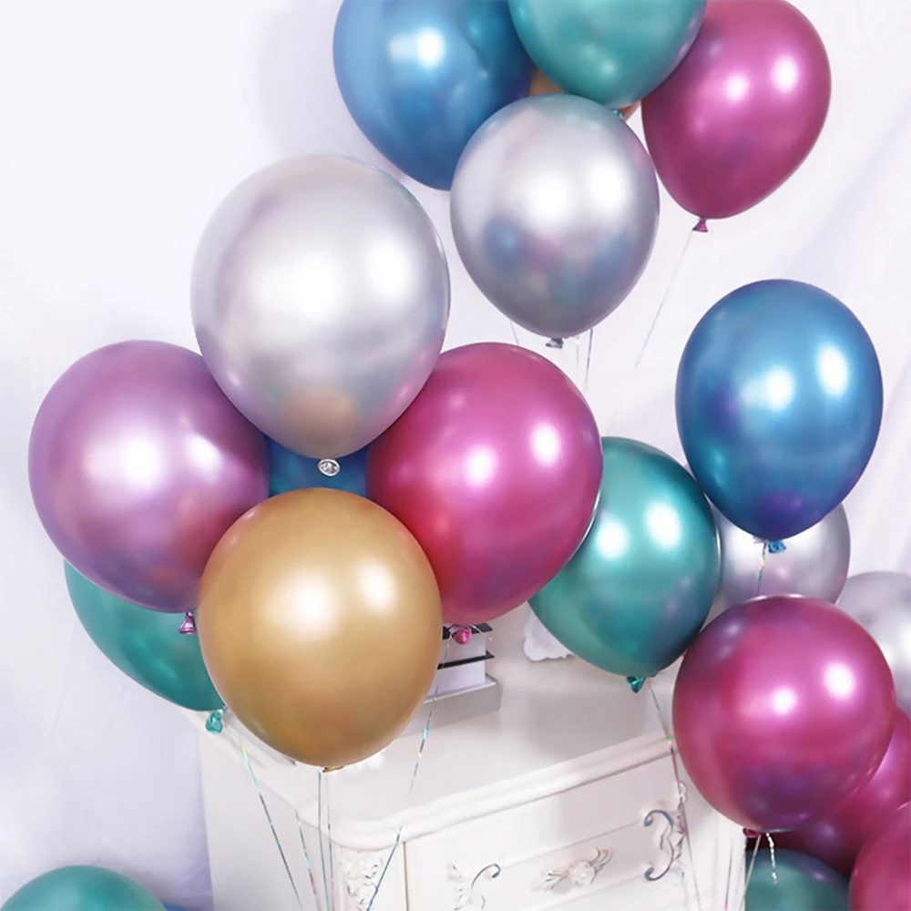 

12inch New Glossy Metal Pearl Latex Balloons Thick Chrome Metallic Colors Inflatable Air Balls Globos Birthday Party Decor@10