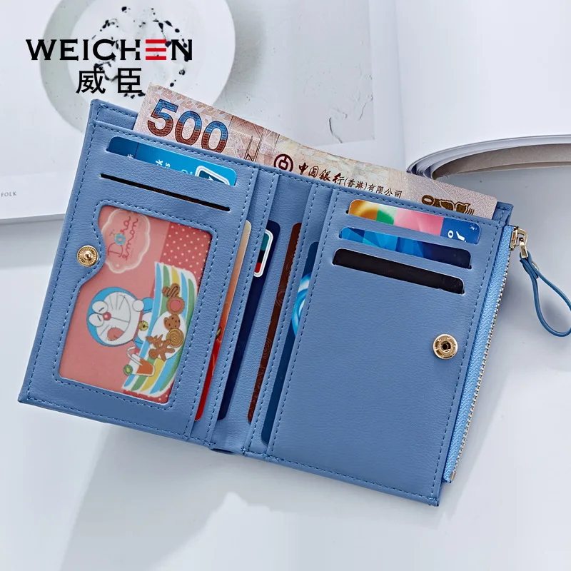 WEICHEN Wallet Short Two-fold Wallet Women's New Japanese and Korean Version of The Small Wallet Multi-card Bit