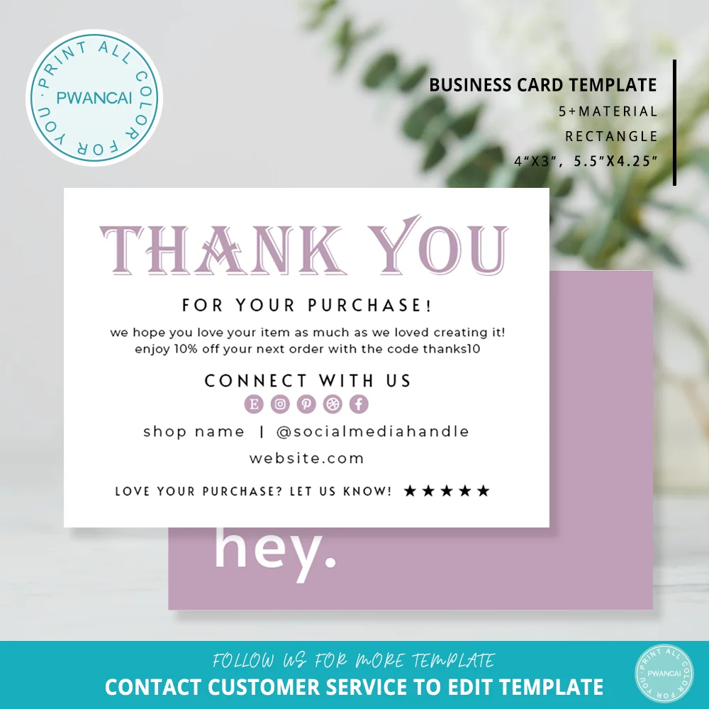 

Purple color thank you cards for business thank you for your purchase cards 30-200 pieces custom cards