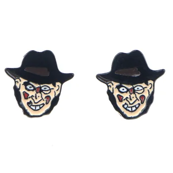 

K866 Horror Freddy Krueger Studs Earrings For Womens Enamel Stainless Steel Pierce Korea Earrings Party Jewelry Gifts Girls