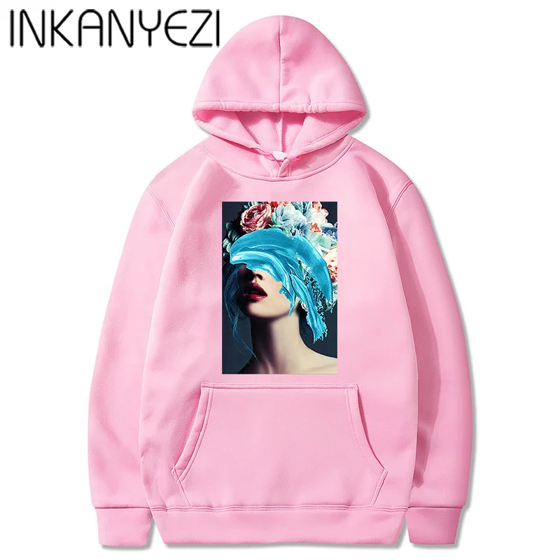 

2020 Autumn Winter new Cover eyes pink hoodie Girls Print Long Sleeve Sweatshirts kawayi street woman clothes Female Harajuku