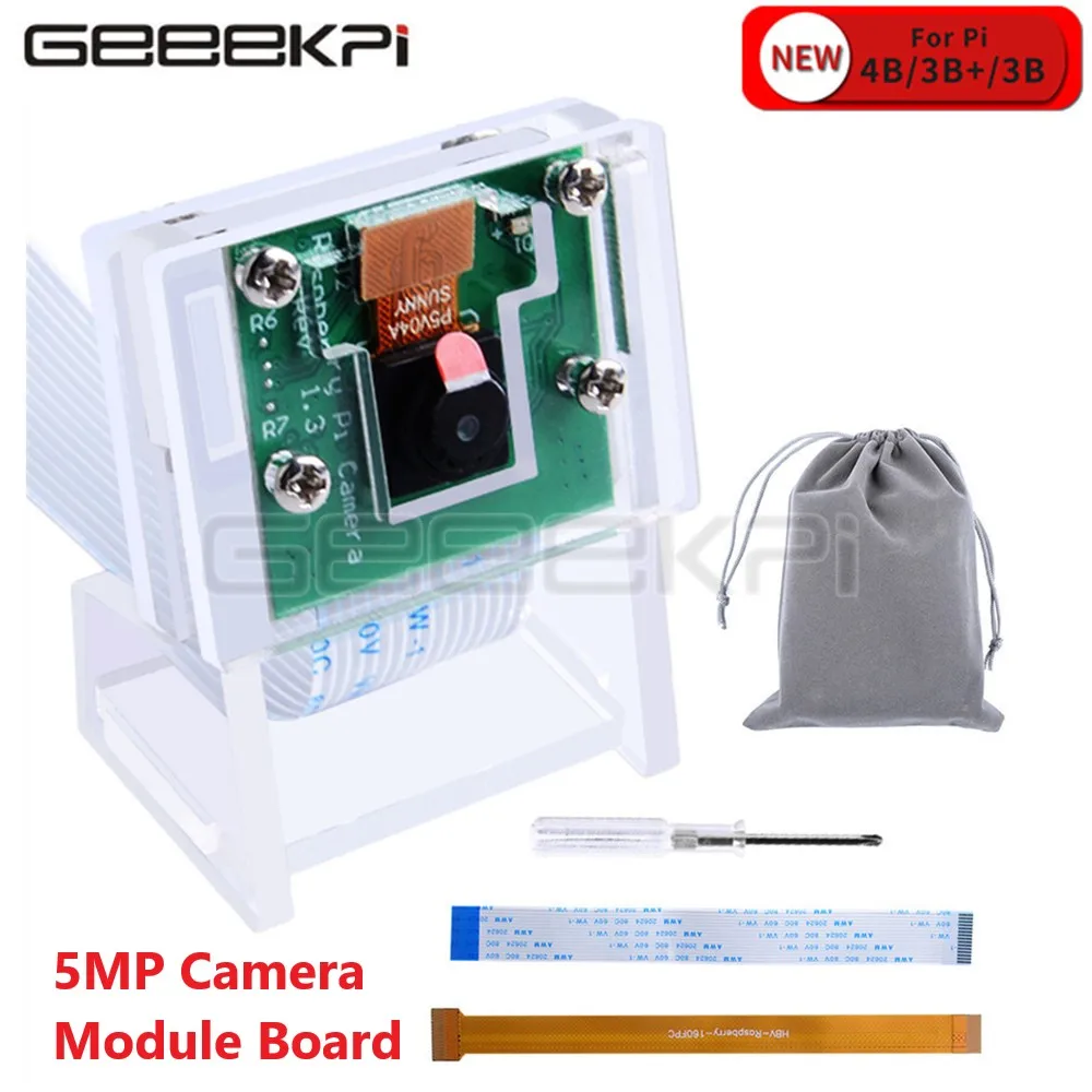 

GeeekPi Raspberry Pi 5MP Camera Module Board with Acrylic Holder Bracket Webcam Video for Raspberry Pi 4 Model B / Zero (W) / 3