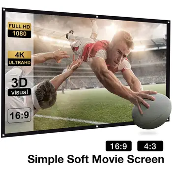 

Projector Simple Curtain Anti-light Screen 110Inch 16:9/4:3 Folding Movie Screen HD Crease-resist Indoor Outdoor Projector Scree