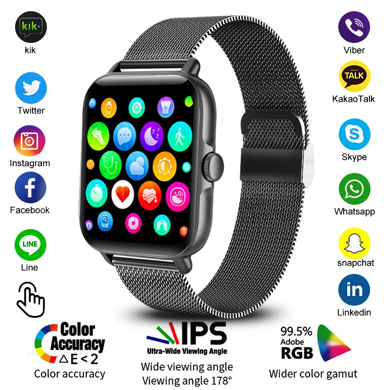 2022 New Color Screen Men Smart Watch Full Touch Bluetooth Call Fitness Tracker Blood Pressure