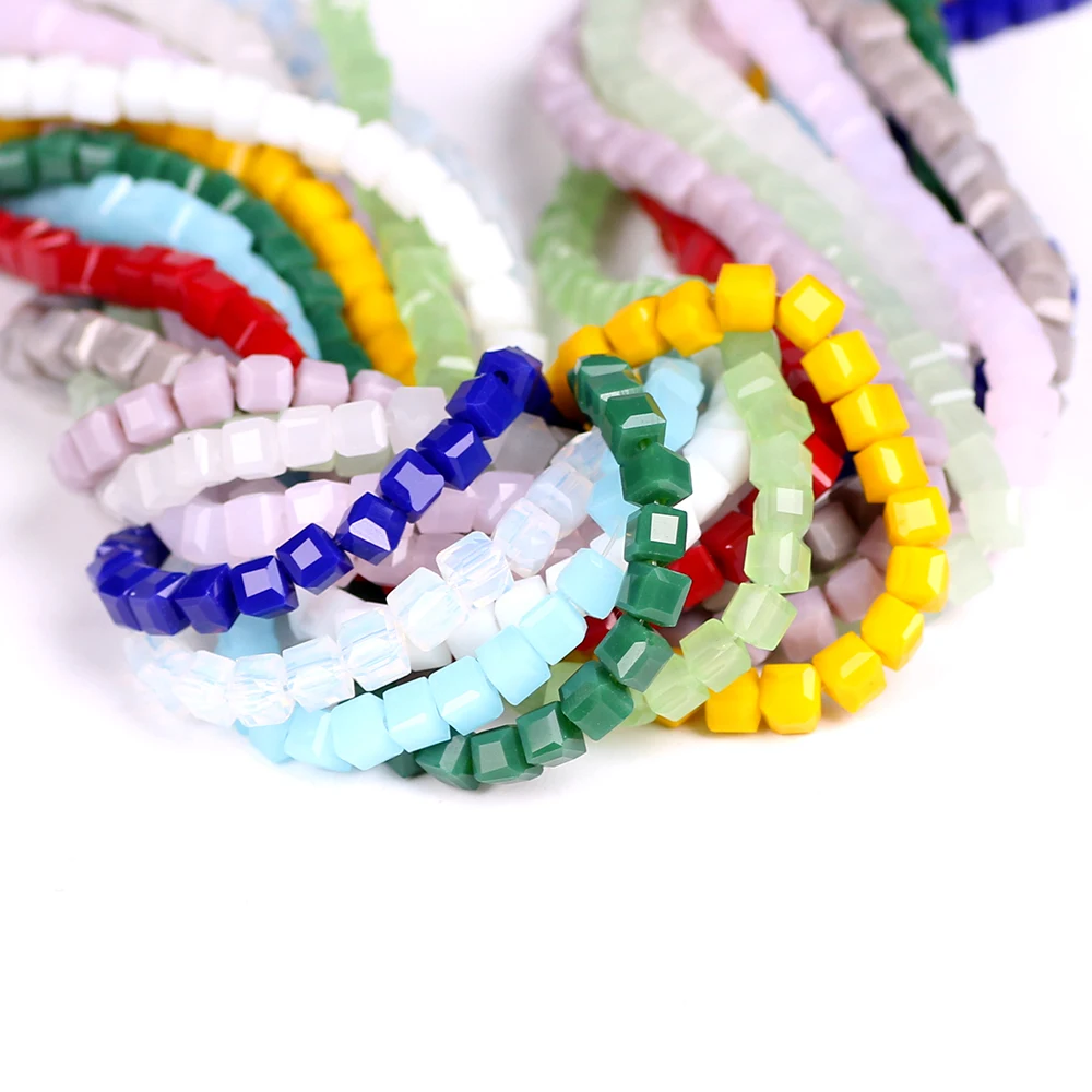 CzechSquareCrystalSpacerBeadsYellow234MMFacetedGlassCube