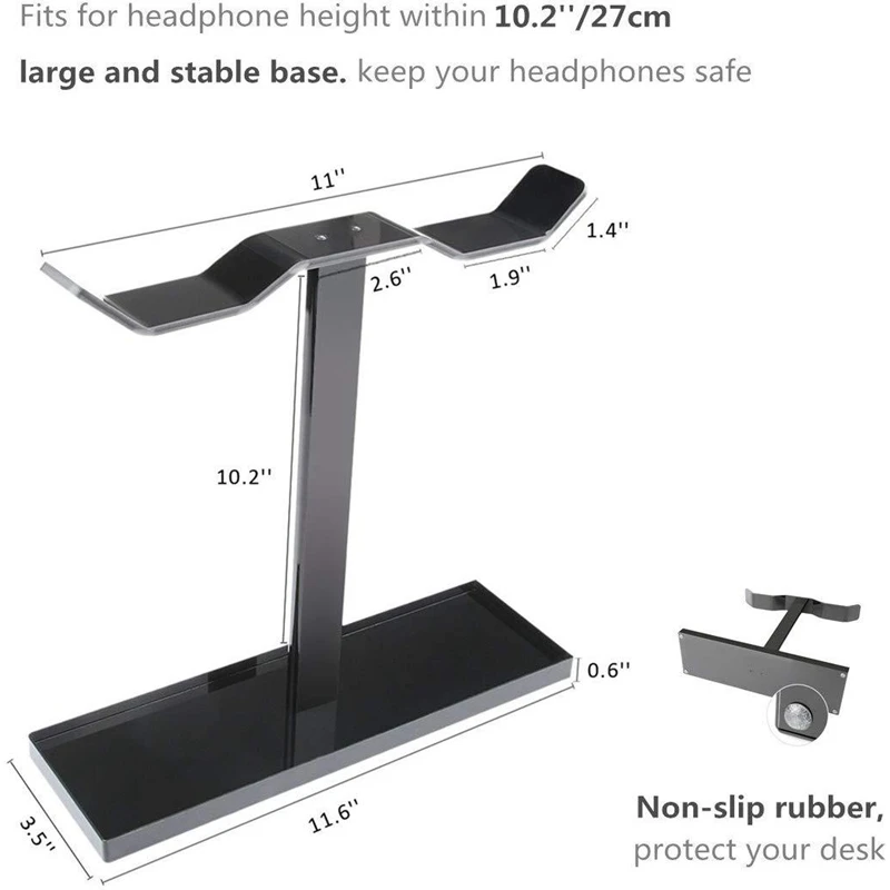 Portable Bidirectional Headphone Stand Acrylic Dual Balance Headset Stands Gaming Headset Holder Mount