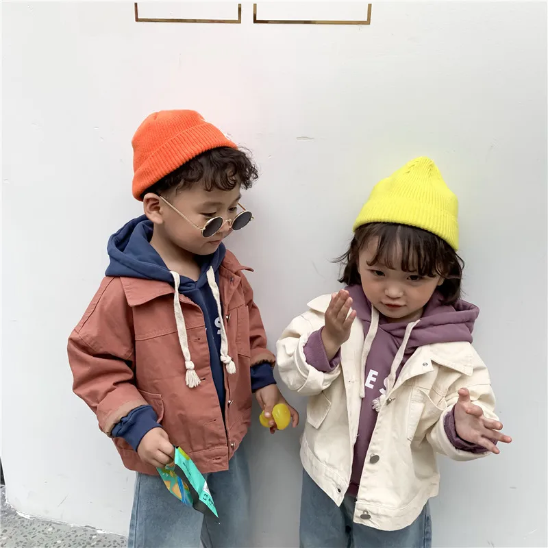 

Children's Jackets Autumn New Fashion Boys and Girls Turn-down Collar Coats Kids Boys Denim Jacket Baby Outwear Coats 2-7 Years