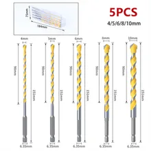 

4-10mm Multifunctional Glass Drill Bit Triangle Diamond Drill Set Ceramic Tile Concrete Brick Wood Punching Hole Saw Metal Drill