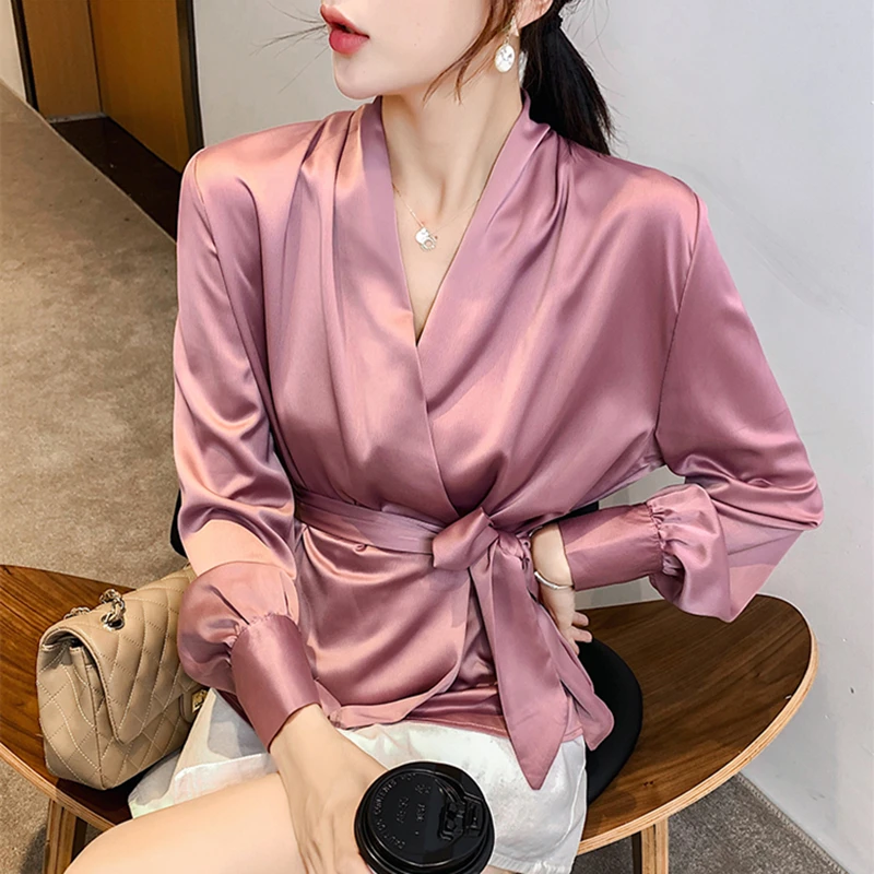 Korean Fashion Silk Women Blouses Satin Womens Tops and Blouses Ladies Tops Plus Size Office Lady Blusas Femininas Elegante Korean Fashion Silk Women Blouses Satin Womens Tops and Blouses Ladies Tops Plus Size Office Lady Blusas Femininas Elegante