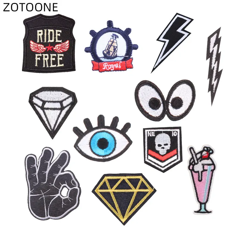 ZOTOONE Iron on Badge Diamond Patches Heat Transfer Eyes Stickers Clothes DIY Applique Embroidered Cloth Fabric Z |