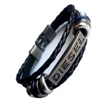 2019 パンク男性ジュエリー編組ヴィンテージ多層レザーブレスレット男性ブレスレット金属合金クラスプ男性リストバンドジュエリー(China)