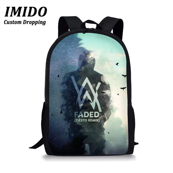 IMIDO Стильный Рюкзак классный DJ Alan Walker школьный рюкзак для детей школьные принадлежности для мальчиков сумка через плечо женская Mochila - Цвет: WLL4313