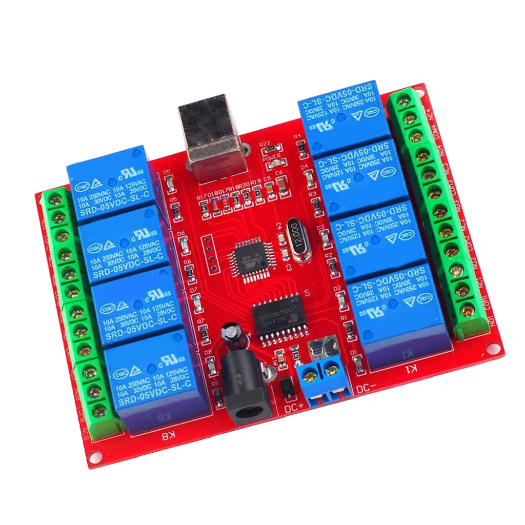 DC12V Восьмиканальный релейный модуль USB доска программируемый компьютерный контроллер