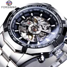 Relojes Forsining 2019 de acero inoxidable resistentes al agua para hombre, relojes de pulsera de lujo transparentes para hombre