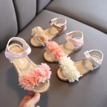 

Summer Pu Leather Girls Sandals Flowers Princess Shoes Baby Soft Bottom Beach Shoes Children's Shoes Baby Girls Sandals