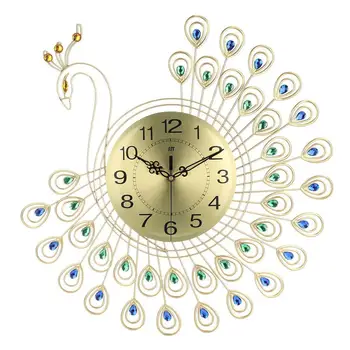

wall clock modern design peacock wall clock 3d acrylic clocks wall home decor wall small metal decoration QZE344