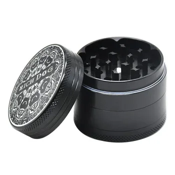 

RICH DOG Aluminum Herb Grinder 50MM 4 Piece CNC Diamond Teeth Metal Tobacco Grinders Black Spice Crusher
