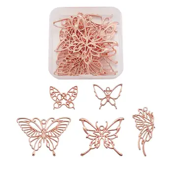 

10pcs/box Alloy Rose Gold Butterfly Pendants Open Back Bezel for DIY UV Resin Bracelets Necklace DIY Jewelry Making Decor