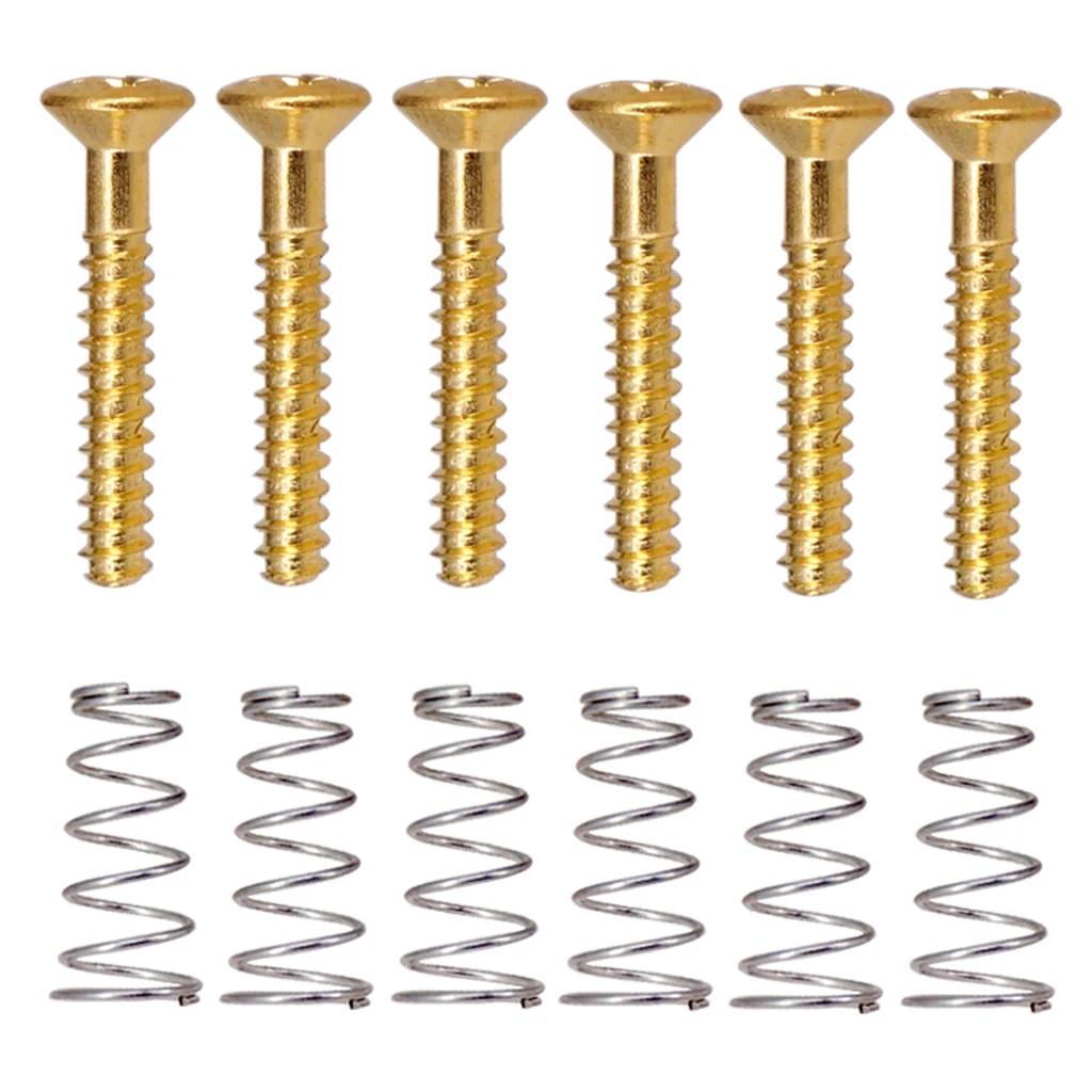 6 Pcs of Set  Pickup Flat Mounting Screws Springs Repair Replacement Parts for Guitar Lovers Gold
