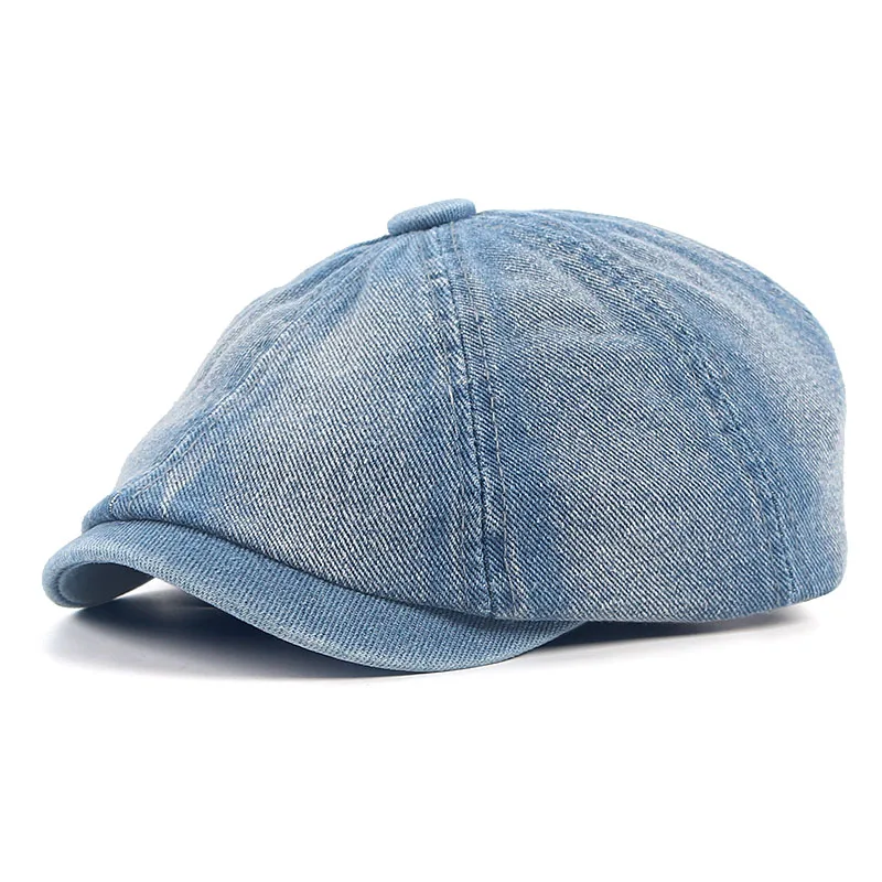 Cotton Denim Beret Hat Men Women 2022 Fashion Spring Vintage Boinas Para Hombre Peaky Blinders Newsboy Flat Caps Octagonal Hats painter beret hat Berets