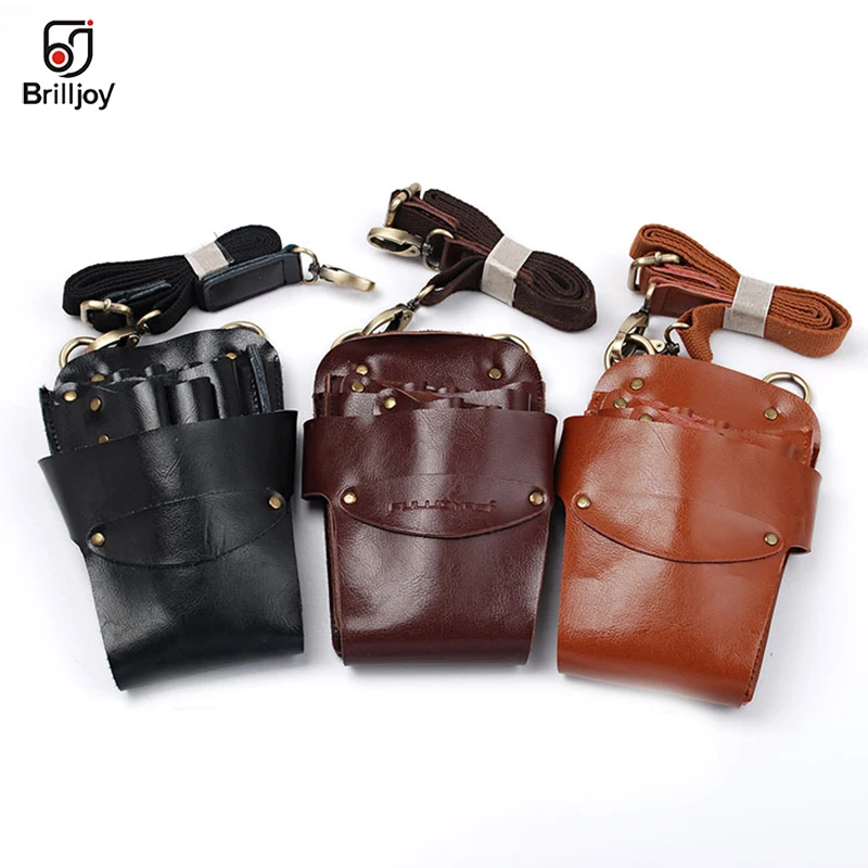 

Professional Kit Barber Genuine leather Hair Scissor Bag Rivet Hairdressing Holster Pouch Holder Case with Waist Shoulder Belt