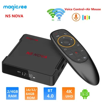 

MAGICSEE N5 NOVA TV Box 2.4G Voice Remote with Air Mouse Android 9.0 4GB RAM 32GB/64GB ROM Dual-band WiFi BT4.0 4K Set top Box