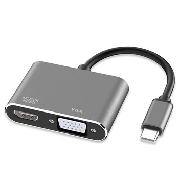 

USB 3.1 Type C To HDMI 4K 30HZ & VGA 1080p Adapter For Macbook Pro Monitor HDTV Type-C To HDMI VGA Adapter