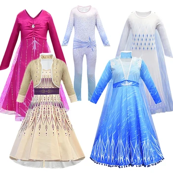 

Cosplay Anna Elsa Dresses Costumes For Girls Cinderella Carnival Party Princess Vestidos Fantasia Kids Clothing E92K08