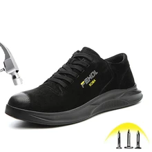 Дышащая защитная обувь для мужчин и женщин, легкая прокалывающаяся стальная носочная износостойкая мягкая подошва, Повседневная модная Рабочая обувь