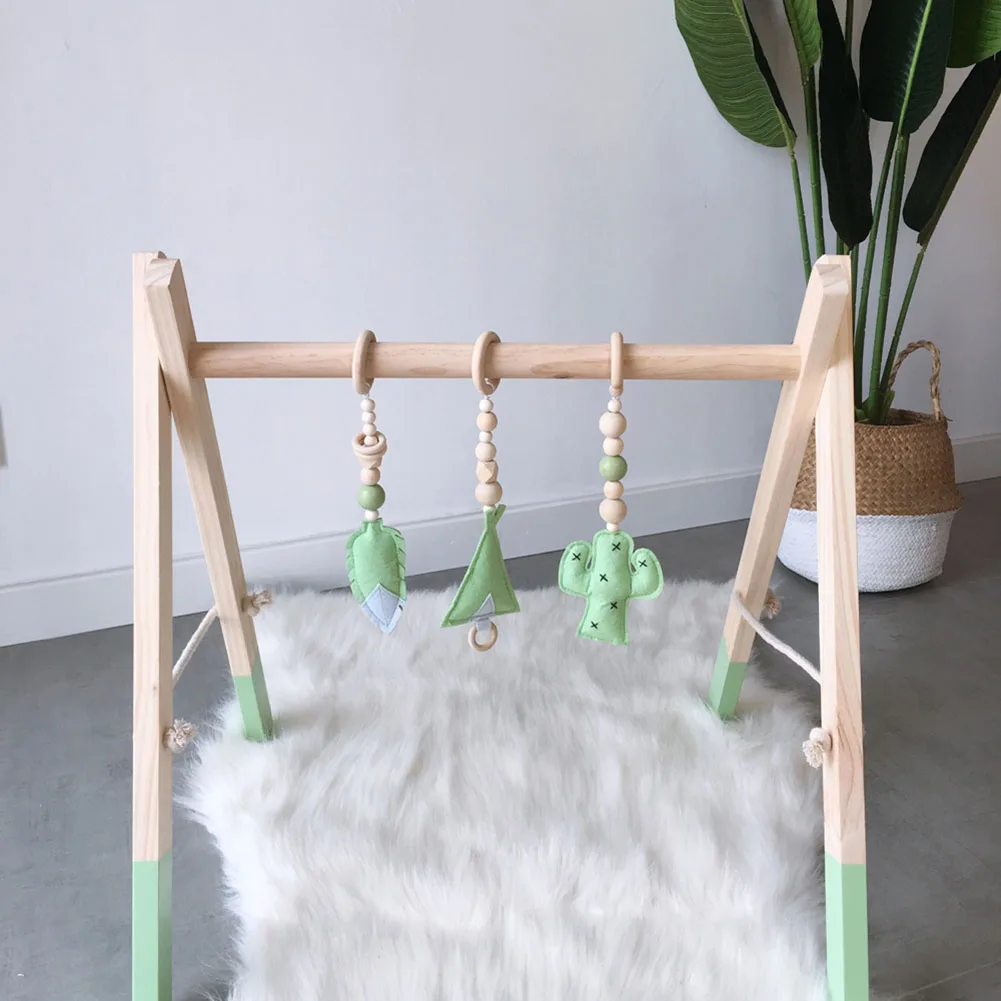 3 шт./компл. подарки Детские игрушки Фитнес Рамка DIY из деревянных бусин Подвесной кольца ремесла домашнего украшения детской комнаты украшения Спальня - Цвет: Зеленый