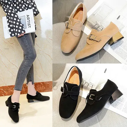 

Single shoes female 2019 spring and autumn new thick with wild net red students retro with thick with small shoes