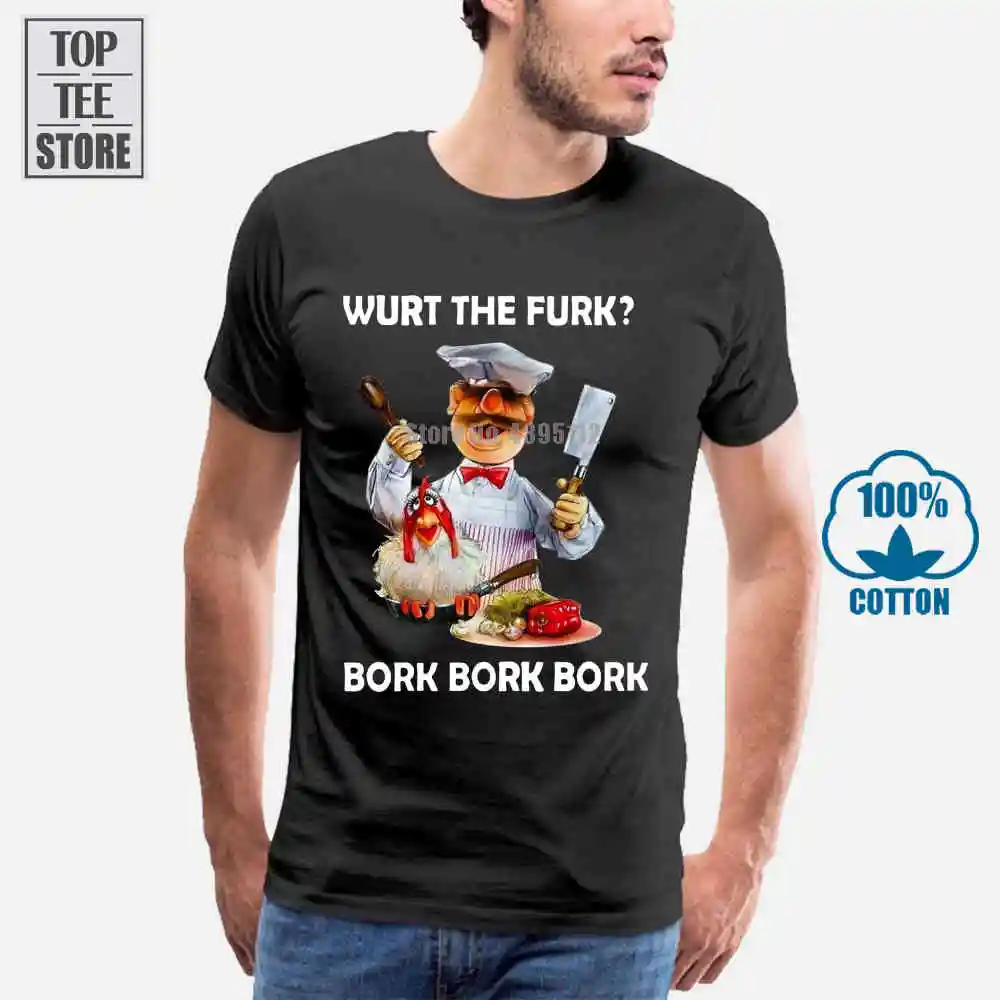 The Muppet шведский шеф повар готовка Wurt пурк Борк Мужская черная футболка S