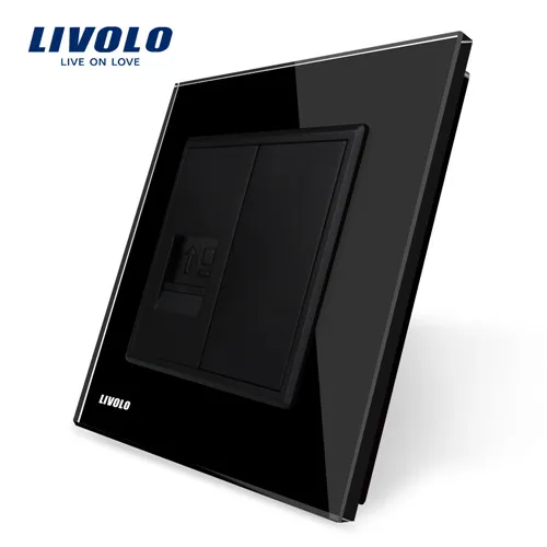 Livolo Роскошный настенный сенсорный датчик переключатель, выключатель света, выключатель питания, Хрустальное стекло, розетка питания, многофункциональные розетки, бесплатный выбор - Цвет: One Com Socket