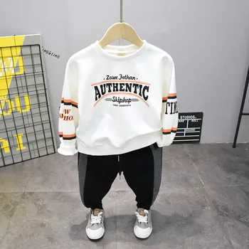 

Spring&Autumn Baby Boys leisure suit White and green T-shirt + pants 2pcs boys Sport Suit Kids Suit For Boys Clothing Set 2-7Y