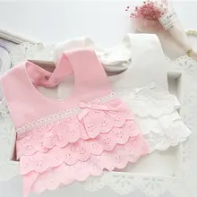 Слюнявчик для мальчика, девочки, принцесса, кружевной детский нагрудник для кормления, слюнявчик, полотенце, хлопок, розовый, белый