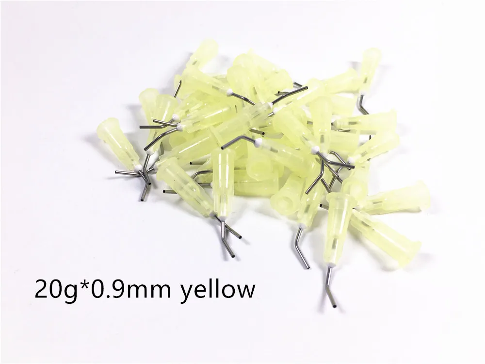 

200~5000Pis Yellow Dental Pre Bent Flow Dispensing Tips Flowable Needle Delivery Tip Etching Gel Irrigation Composite 20 Gauge