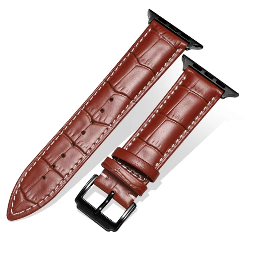 brown black1 Ремешок для apple watch 42 мм 38 мм apple watch 44 мм 40 мм кожаный браслет correa для часов iwatch series 5 4 3 2 1 Аксессуары - Цвет ремешка: brown black1
