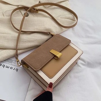 

Contrast Color Crossbody Bags For Women Winter 2020 Small Handbag Mini Bag Suede Leather Ladies Designer Evening Travel Bags