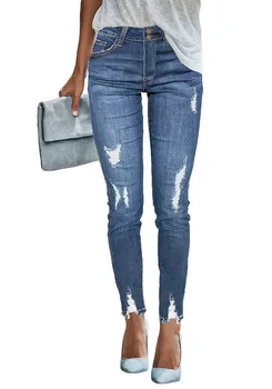 

Women High Waist Skinny Pants Ripped Jeans