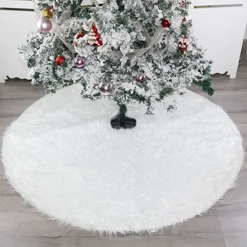 

Hot 48 inch White Plush Christmas Tree Skirt Aprons Christmas Tree Carpet Christmas Decorations for Home New Year Xmas Decor